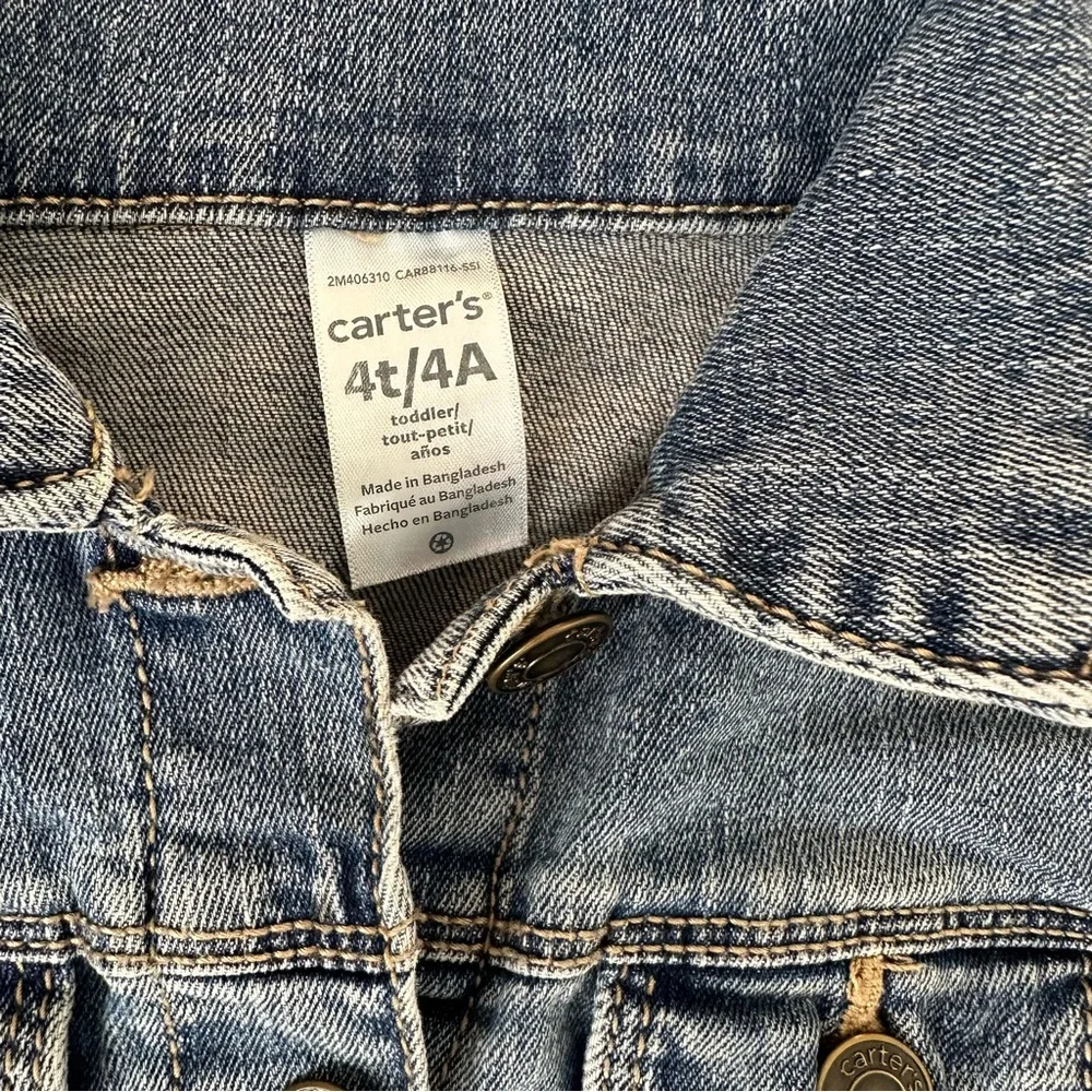 Carters Jean Jacket Blue Medium Wash Lightweight Coat‎ Toddler Girl Size 4T